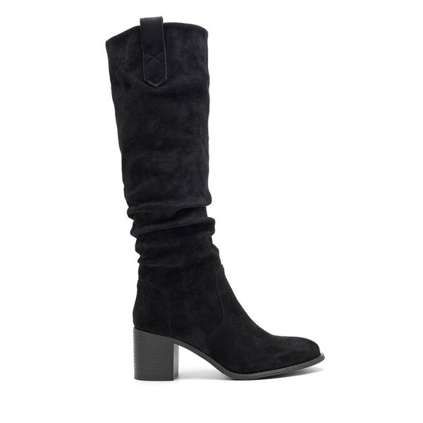 Kozaki Jenny Fairy. Czarne kozaki damskie Jenny Fairy, bez obcasa, na słupku, bez zapięcia. Za 179.99 zł.