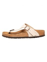 Birkenstock Japonki "Gizeh" w kolorze kremowym rozmiar: 40. Brązowe klapki damskie Birkenstock, bez wzorów, z otwartym noskiem, bez obcasa, bez zapięcia. Za 244.22 zł.