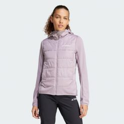 Kurtka Terrex Multi Hybrid Insulated Hooded. Czerwone kurtki damskie Adidas, m, bez wzorów, z materiału, bez kaptura. Za 539.85 zł.