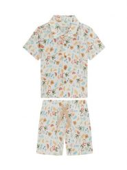 Guess Komplet koszula i szorty materiałowe I6GG09 WO730 Kremowy Regular Fit. Białe koszule chłopięce Guess, z aplikacjami, z bawełny, bez kołnierzyka, bez ramiączek. Za 194.99 zł.