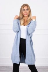 Sweter z kapturem niebieski. Niebieskie kardigany damskie KESI, l, bez wzorów, z wełny. Za 230.01 zł.