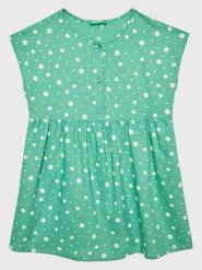 United Colors Of Benetton Sukienka codzienna 4EKJGV00M Zielony Regular Fit. Zielone sukienki dziewczęce United Colors Of Benetton, bez wzorów, z wiskozy, bez ramiączek, proste. Za 69.99 zł.
