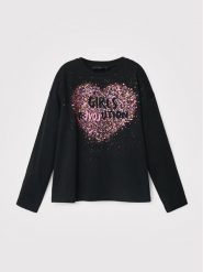 Desigual Bluzka Alba 22WGTK05 Czarny Regular Fit. Czarne bluzki i koszule dziewczęce Desigual, bez wzorów, z bawełny, bez kołnierzyka, bez ramiączek. Za 269.99 zł.