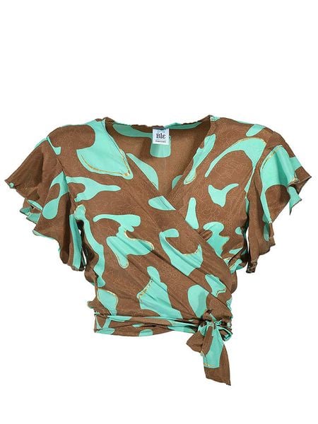 BLE Koszulka w kolorze turkusowo-jasnobrązowym rozmiar: onesize. Brązowe bluzki damskie BLE, bez wzorów, bez kołnierzyka, bez ramiączek. Za 61.17 zł.