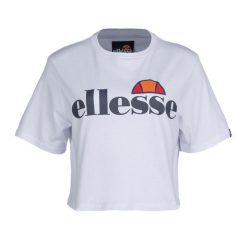 Koszulka damska Ellesse Alberta. Białe bluzki damskie Ellesse, l, bez wzorów, bez kołnierzyka, bez ramiączek. Za 77.99 zł.