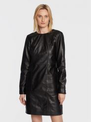 Remain Sukienka skórzana Hanna RM1824 Czarny Regular Fit. Czarne sukienki damskie Remain, bez wzorów, ze skóry, bez ramiączek. Za 1,449.00 zł.