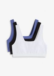 Biustonosz bustier z bawełną organiczną (3 szt.). Zielone biustonosze bonprix, bez wzorów, z bawełny. Za 117.99 zł.