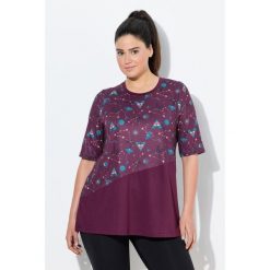 Damskie Bluzka funkcyjna krój trapezowy okrągły dekolt rękaw 1/2 z recyklingu. Fioletowe koszulki sportowe damskie Ulla Popken, plus size, bez wzorów, z elastanu, bez ramiączek. Za 199.99 zł.