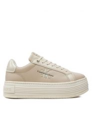 Calvin Klein Jeans Sneakersy Bold Platf Low Lace Lth Ml Mtl YW0YW01516 Beżowy. Brązowe obuwie sportowe damskie Calvin Klein Jeans, z jeansu, bez zapięcia. Za 319.99 zł.