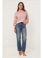 Soft Cashmere Sweter w kolorze jasnoróżowym rozmiar: 38/40. Różowe swetry klasyczne damskie Soft Cashmere, prążkowane, bez kołnierzyka. Za 152.99 zł.