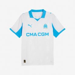 Koszulka piłkarska Puma Olympique de Marseille 25/26 domowa. Bluzki damskie Puma, l, bez wzorów, z materiału, bez kołnierzyka, bez ramiączek. Za 459.99 zł.