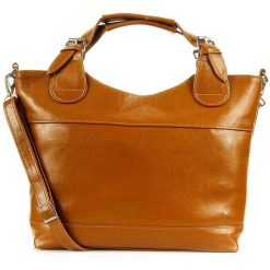 Torebka skórzana damska kuferek DAN-A T214 camel. Brązowe kuferki damskie DAN-A, ze skóry, bez dodatków. Za 379.99 zł.