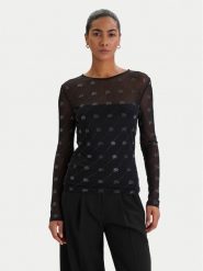 KARL LAGERFELD Bluzka B1W17024 Czarny Slim Fit. Czarne bluzki damskie KARL LAGERFELD, xl, bez wzorów, z syntetyku, bez kołnierzyka, bez ramiączek. Za 779.99 zł.