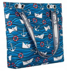 Shopperka z poliestru [DH] ML049 niebieska. Niebieskie torebki klasyczne damskie inny, z materiału, bez dodatków. Za 51.99 zł.