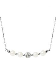 Pearline Srebrny naszyjnik z kryształkami i perłami w kolorze białym - dł. 38 cm rozmiar: onesize. Białe naszyjniki damskie Pearline, z kryształem, srebrne. Za 192.79 zł.