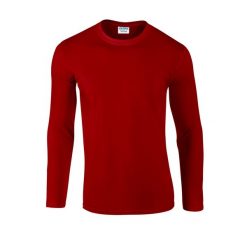Koszulka Z Długim Rękawem Dla Dorosłych Unisex Soft Touch. Czerwone bluzki damskie GILDAN, s, bez wzorów, bez kołnierzyka, bez ramiączek. Za 59.99 zł.