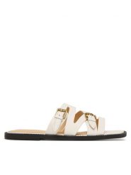 Guess Klapki FLJGRY LEA03 Biały. Białe klapki damskie Guess, z aplikacjami, ze skóry, bez obcasa, bez zapięcia. Za 549.99 zł.