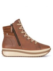 Rieker Revolution Lifestyle Trzewiki W0962-24 Brązowy. Brązowe botki damskie Rieker Revolution Lifestyle, ze skóry, bez obcasa, na koturnie, bez zapięcia. Za 399.00 zł.