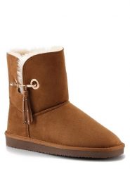 ISLAND BOOT Botki zimowe "Whale" w kolorze jasnobrązowym rozmiar: 37. Brązowe botki damskie Island Boot, na zimę, z materiału, bez obcasa, bez zapięcia. Za 148.96 zł.