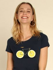 WOOOP Koszulka "Zest" w kolorze granatowym rozmiar: XL. Niebieskie bluzki damskie Wooop, xl, bez wzorów, bez kołnierzyka, bez ramiączek. Za 56.99 zł.