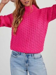 Milan Kiss Sweter w kolorze różowym rozmiar: L. Różowe swetry klasyczne damskie Milan Kiss, l, bez kołnierzyka. Za 174.43 zł.