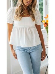 LA Angels Bluzka w kolorze białym rozmiar: S. Białe bluzki damskie LA Angels, s, bez wzorów, z wiskozy, bez kołnierzyka, bez ramiączek. Za 86.99 zł.