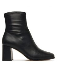 Aldo Botki Marlo 14166815 Czarny. Czarne botki damskie ALDO, ze skóry, bez obcasa, na słupku, bez zapięcia. Za 559.99 zł.