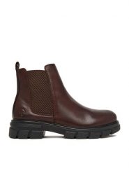 Rieker Botki CEO-Z9150-25 Brązowy ciemny. Brązowe botki damskie Rieker, ze skóry, bez obcasa, na płaskiej podeszwie, bez zapięcia. Za 419.99 zł.