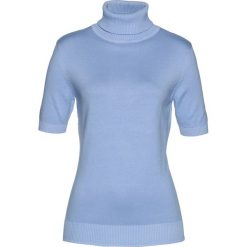 Sweter z golfem, krótki rękaw. Czarne golfy damskie bonprix, bez kołnierzyka. Za 97.99 zł.