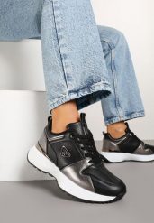 Czarne Sneakersy z Metalicznymi Ozdobami i Perforacją Larivna. Czarne obuwie sportowe damskie Renee, bez zapięcia. Za 79.99 zł.