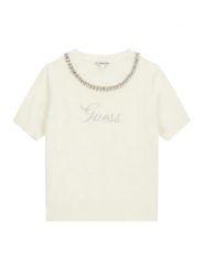 Guess Sweter J6RR14 Z2NQ2 Écru Regular Fit. Swetry dziewczęce Guess, z aplikacjami, z wiskozy, bez kołnierzyka, bez ramiączek. Za 239.99 zł.