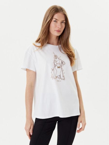 Liu Jo T-Shirt MF5412 JS923 Biały Regular Fit. Białe t-shirty damskie Liu Jo, l, bez wzorów, z bawełny, bez kołnierzyka. Za 319.99 zł.