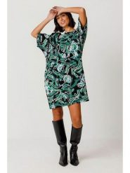 SKFK Sukienka "Geaxi" w kolorze zielono-czarnym rozmiar: M. Czarne sukienki damskie SKFK, bez wzorów, z bawełny, bez ramiączek. Za 187.99 zł.