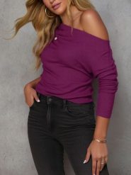 Milan Kiss Bluzka w kolorze fioletowym rozmiar: L. Różowe bluzki damskie Milan Kiss, l, bez wzorów, bez kołnierzyka, bez ramiączek. Za 165.31 zł.