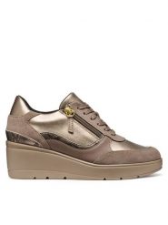 Geox Sneakersy D Ilde D46RAA 0AJ22 C6029 Brązowy. Brązowe obuwie sportowe damskie Geox, ze skóry, bez zapięcia. Za 359.99 zł.