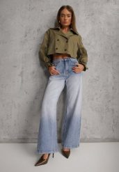 Niebieskie Jeansy Szerokie z Wytarciami High Waist Calale. Niebieskie jeansy damskie Renee, z podwyższonym stanem. Za 119.99 zł.