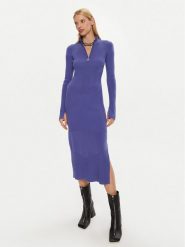 Patrizia Pepe Sukienka dzianinowa 2A2848/K214 -CA29 Niebieski Regular Fit. Niebieskie sukienki damskie Patrizia Pepe, bez wzorów, z dzianiny, bez ramiączek. Za 789.99 zł.
