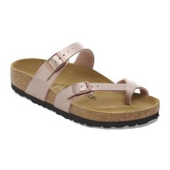 Birkenstock Mayari BF Japonki damskie. Brązowe klapki damskie Birkenstock, bez wzorów, z materiału, bez obcasa, bez zapięcia. Za 339.99 zł.