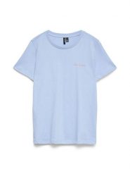 Vero Moda Koszulka w kolorze błękitnym rozmiar: XS. Niebieskie bluzki damskie Vero Moda, xs, bez wzorów, z bawełny, bez kołnierzyka, bez ramiączek. Za 37.65 zł.