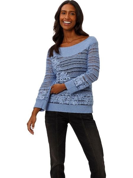 Heine Sweter w kolorze niebieskim rozmiar: 36. Niebieskie swetry klasyczne damskie Heine, ze splotem, bez kołnierzyka. Za 74.11 zł.