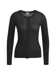 Milano Italy Kardigan w kolorze czarnym rozmiar: XS. Czarne kardigany damskie Milano Italy, xs, bez wzorów, prążkowane. Za 152.99 zł.