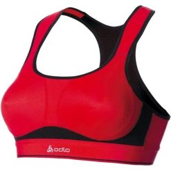 Odlo Sport-BH Wysokiego Wsparcia Czerwono/Czarny 75A dla Kobiet. Czarne biustonosze sportowe damskie ODLO, bez wzorów. Za 200.99 zł.