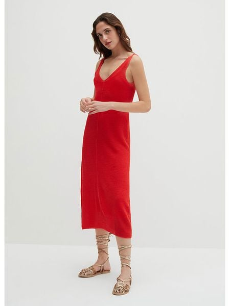 STEFANEL Lniana sukienka w kolorze czerwonym rozmiar: L. Czerwone sukienki damskie Stefanel, bez wzorów, ze lnu, bez ramiączek. Za 214.19 zł.