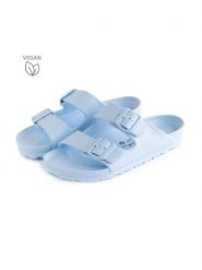 Avispas Klapki "Coachella" w kolorze błękitnym rozmiar: 36. Niebieskie klapki damskie Avispas, bez wzorów, z otwartym noskiem, bez obcasa, bez zapięcia. Za 73.99 zł.