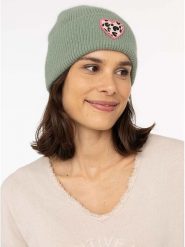 Zwillingsherz Czapka "Leo-Herz" w kolorze zielonym rozmiar: onesize. Zielone czapki damskie Zwillingsherz, bez wzorów, z materiału. Za 86.99 zł.