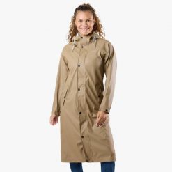 Kurtka przeciwdeszczowa damska do wędrówek wodoodporna Väderöarna Long Coat W. Brązowe kurtki damskie SWEDEMOUNT, xl, bez wzorów, z materiału, bez kaptura. Za 329.99 zł.