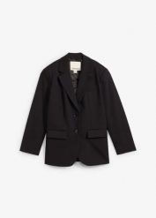 Żakiet oversize z lekkimi poduszkami w ramionach. Czarne marynarki i żakiety damskie bonprix, bez wzorów. Za 229.99 zł.