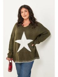 Curvy Lady Sweter w kolorze khaki rozmiar: 40/42. Brązowe swetry klasyczne damskie Curvy Lady, ze splotem, bez kołnierzyka. Za 86.99 zł.