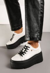 Biało-Czarne Sneakersy Vices na Grubej Podeszwie Tuliri. Białe obuwie sportowe damskie Renee, z jeansu, bez zapięcia. Za 129.99 zł.