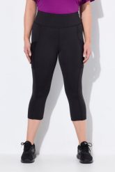 Damskie Legginsy 3/4 długość do łydek wysoki stan szybkoschnący materiał. Czarne legginsy damskie Ulla Popken, plus size, bez wzorów, z elastanu. Za 239.99 zł.